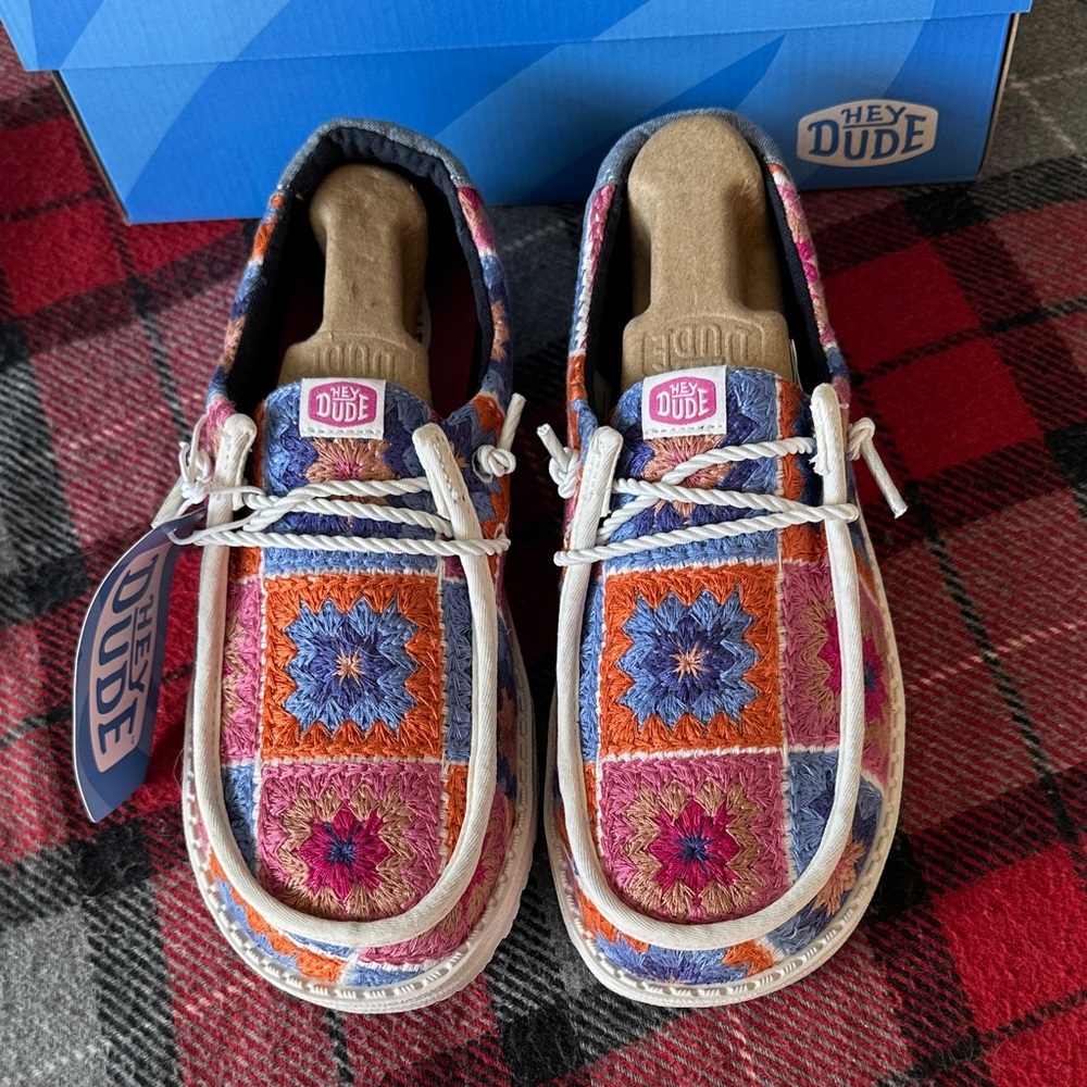 Hey Dude Wendy Crochet Squares Sneaker
